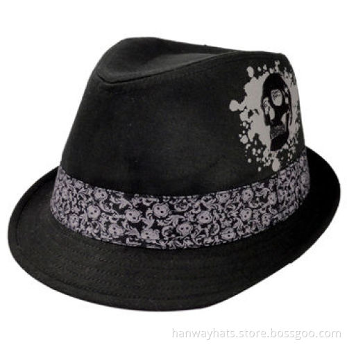 Pork-pie Men's Custom Fedoras with Floral Fabric Hat, Band and Loop and Print for Trim